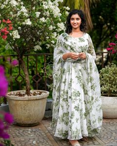 Flower Design Maxy Gowns With Dupatta