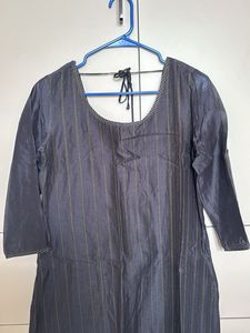 Black Chanderi Kurta