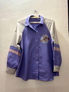 Retro Cartoon Print Button-Up Shirt