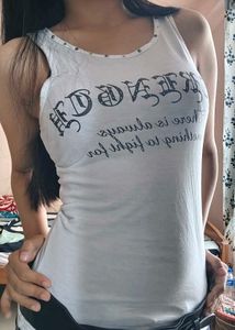 White "Strength" Graphic Tank Top