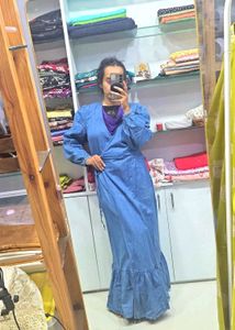 Denim Wrap Maxi Dress