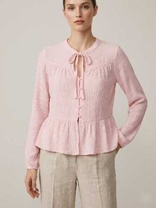 Pink Crinkle Peplum Top