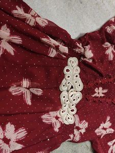 Maroon Floral Midi Dress