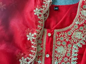 Red Embroidered Kurta Set with Dupatta