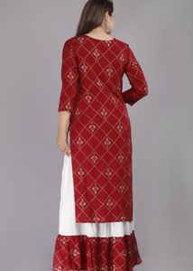 Elegant Red Printed Kurta Set