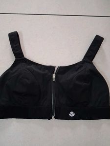 4XL Black Front Zip Sports Bra