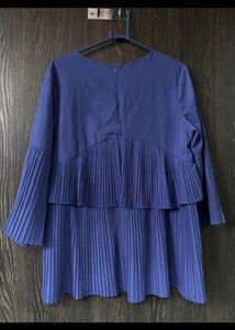 Vibrant Blue Pleated Top