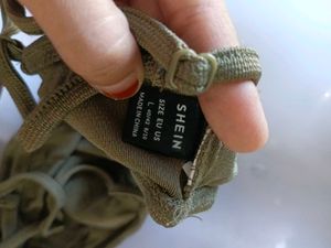 Stylish Olive Green Draped Crop Top