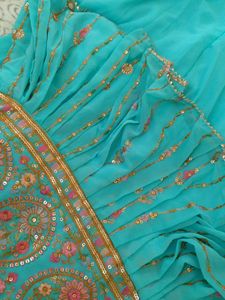 Stunning Blue Sharara Set ( Margin available )