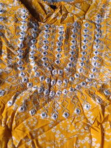 Yellow Bandhani Kurta Set with Dupatta