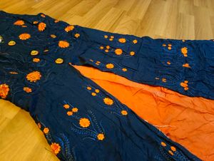Stunning Navy Blue Embroidered Gown