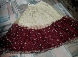 Maroon &amp; Cream Lehenga Choli Set
