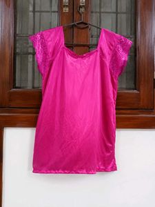 Satin Lace Trim Pajama Set