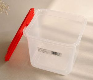 Square Food Storage Container with Red Lid
