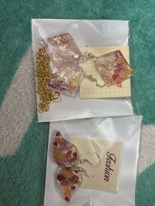 Handmade Floral Resin Earrings  necklace setJewelr