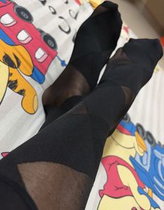 Sheer Black Cross pattern Stalkings