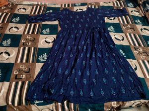 Elegant Navy Printed Anarkali Dress