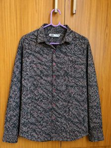 ZARA Men's Printed Long Sleeve Shirt