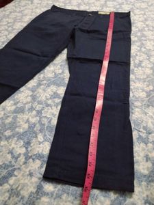 Navy Blue Straight Fit Pants