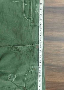 Olive Green Denim Shorts