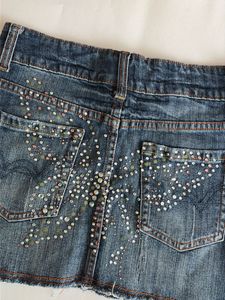 y2k embellished Stylish Blue Denim Mini Skirt