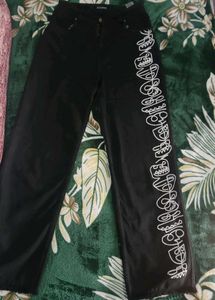 Unique Graphic Print Black Jeans
