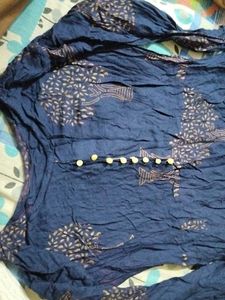Navy Blue Printed Kurta
