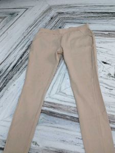 Beige Pull-On Pants