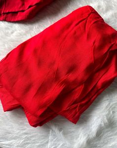 Embroidered Red Silk Blouse