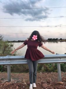 Burgundy Peplum Top❤️
