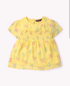 Yellow Floral Smocked Top