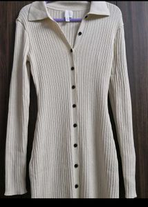 H&amp;M Ribbed Button-Up Knit Dress