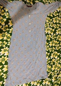 Light Blue Kurta with Owl Print