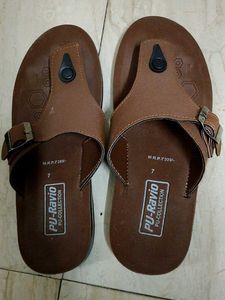 Men's Brown PU-Ravio Flip Flops one free top 🎁