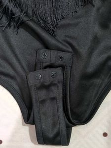 Black Fringed Bodysuit