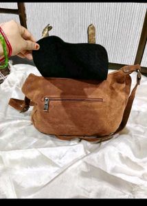 Stylish Brown Suede Crossbody Bag