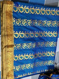 Royal Blue Saree with Gold Border