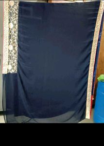 Elegant Navy Blue Saree with Gold Embroidery