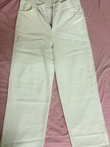 Cream Corduroy Wide Leg Pants