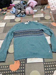 Cozy Teal Fair Isle Knit Sweater