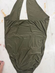 Boohoo Olive Green Strapless Top
