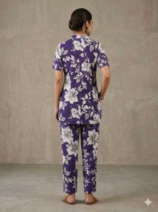 Purple Floral Kurta Set