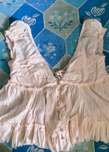 Boho Cottagecore Ruffle Peasant Top