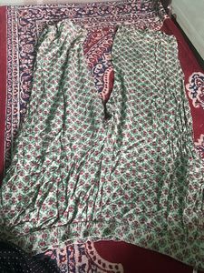 Green Floral Print Cotton Kurta