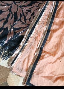bust 32 Sparkling Black &amp; Peach Kurta Set