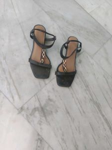 black with golden chain sandal