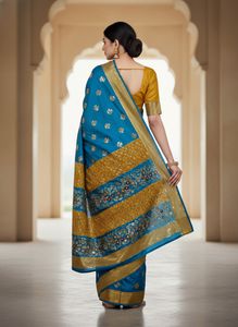 Blue Yellow Saree