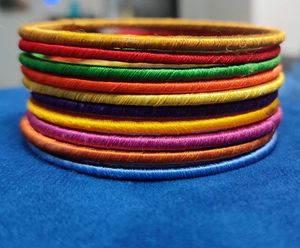 Multicolour🌈🌈SilkThread Bangles Set Of 10 Pieces