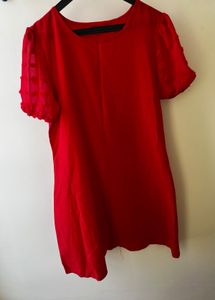 Chic Red Mini Dress with Puff Sleeves