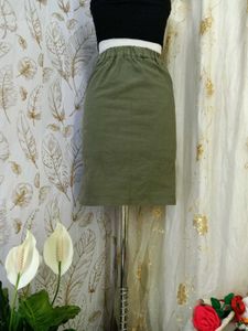 Olive Green Corduroy Midi Skirt